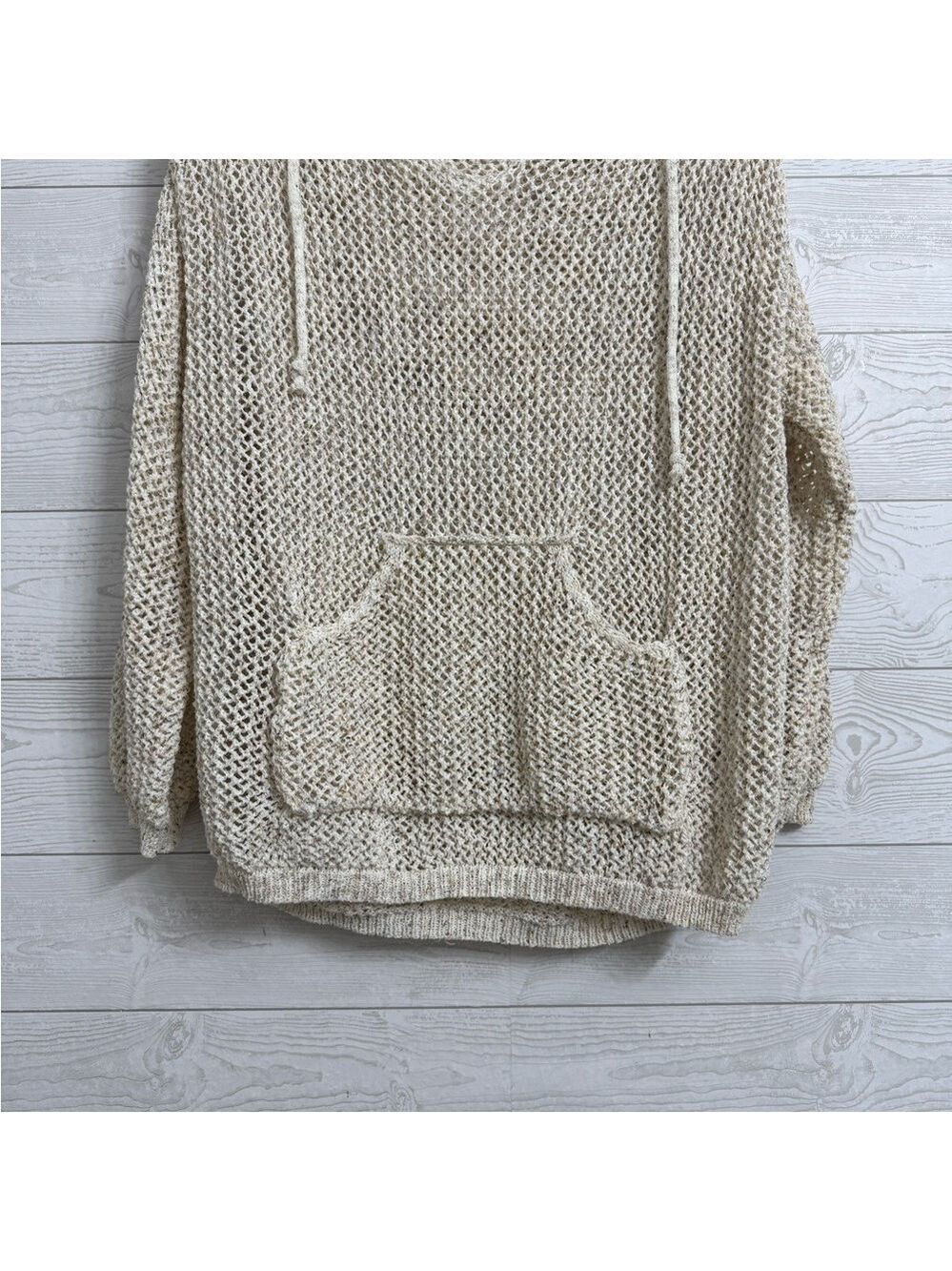 Vintage Havana Women’s Cream Crocheted Hoodie Sweatshirt Sweater. Size M - Picture 5 of 6